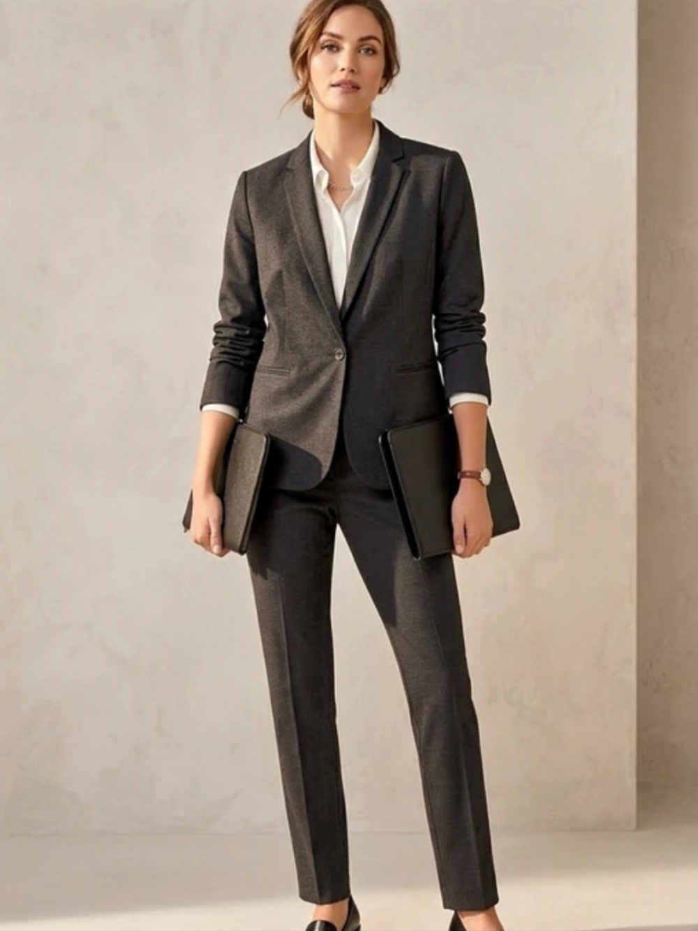 Talbots Wool Blend Blazer in Dark Gray Women's Size 12P Like New